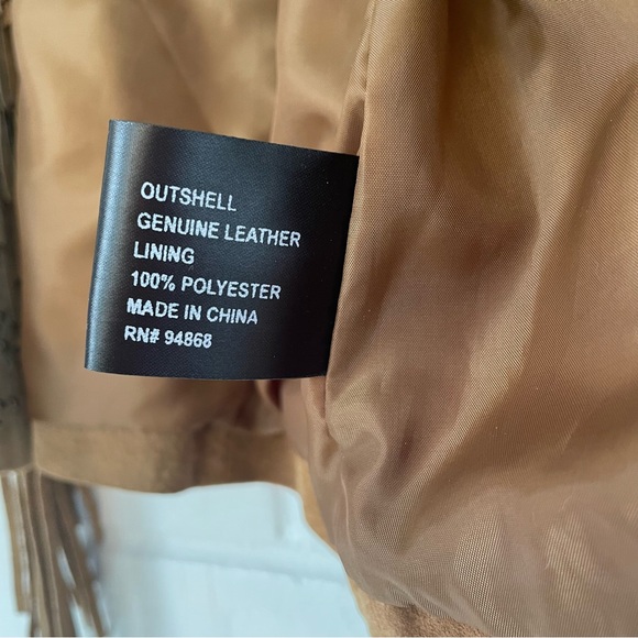 The Last Best Place Tan Suede Fringe Jacket Vintage Beauty Size Medium Festival - Picture 10 of 12